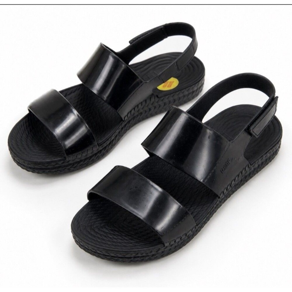 REEF Women’s Size 9 Black Slingback Sandals Adjustable Strap Comfort PVC